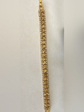 Elegant triple-row fashion champagne canary yellow gold tone tennis bracelet